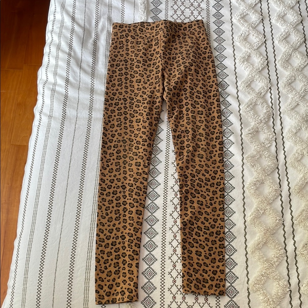 CREWCUTS Girls Size 8 UEC Leopard Print Leggings stretch animal black brown - Picture 2 of 7